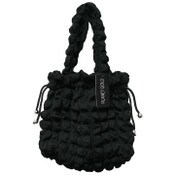 Wholesale - BLACK QUILTED DRAWSTING HANDBAG C/P 12